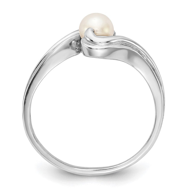 14k White Gold FW Cultured Pearl Real Diamond FW Cultured Pearl ring
