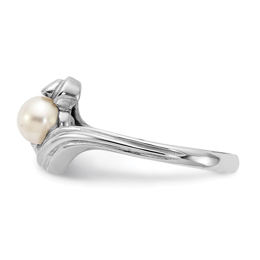14k White Gold FW Cultured Pearl Real Diamond FW Cultured Pearl ring