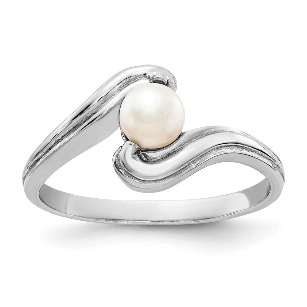 14k White Gold FW Cultured Pearl Real Diamond FW Cultured Pearl ring