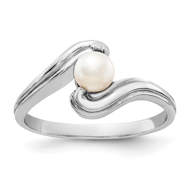 14k White Gold FW Cultured Pearl Real Diamond FW Cultured Pearl ring