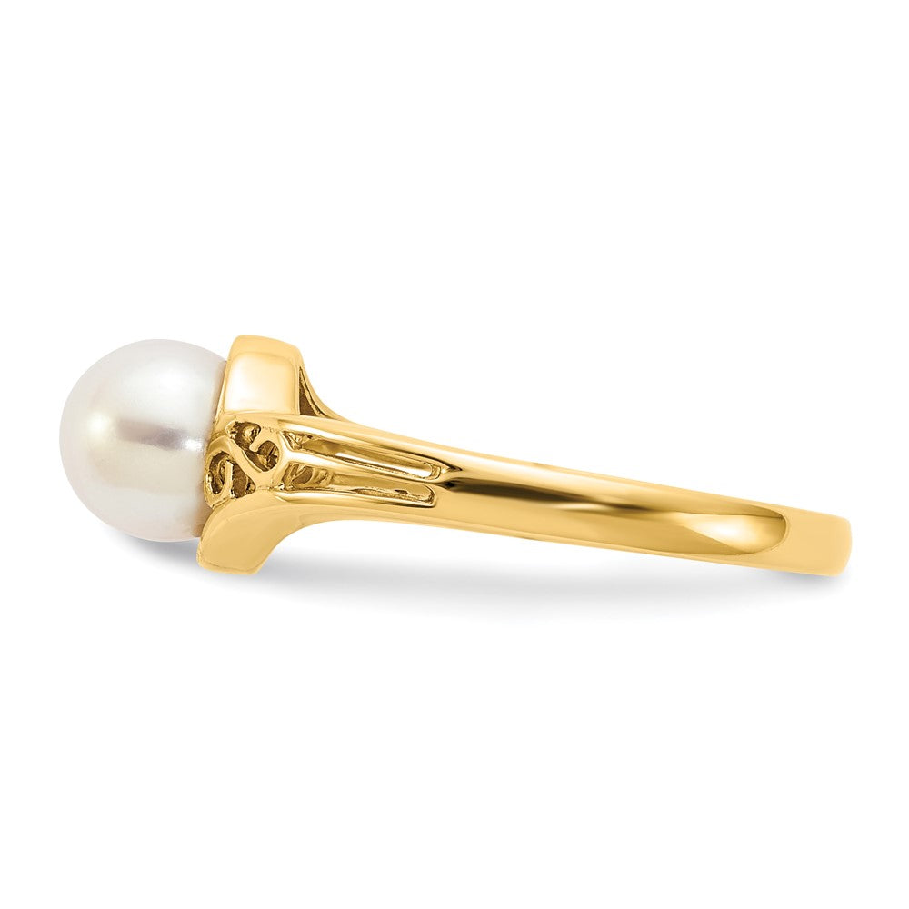 14K Yellow Gold FW Cultured Pearl Real Diamond FW Cultured Pearl ring