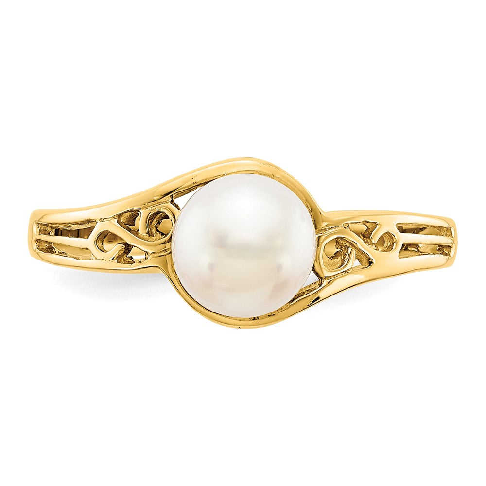 14K Yellow Gold FW Cultured Pearl Real Diamond FW Cultured Pearl ring