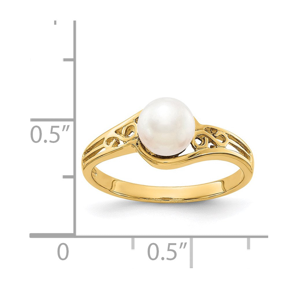 14K Yellow Gold FW Cultured Pearl Real Diamond FW Cultured Pearl ring