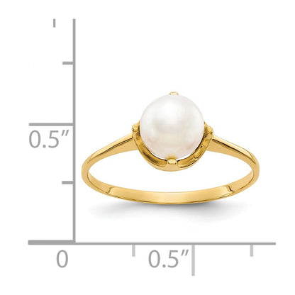14K Yellow Gold 6.5mm FW Cultured Pearl ring