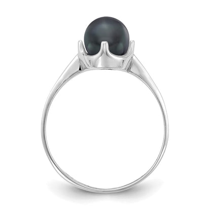 14k White Gold Black FW Cultured Pearl Ring