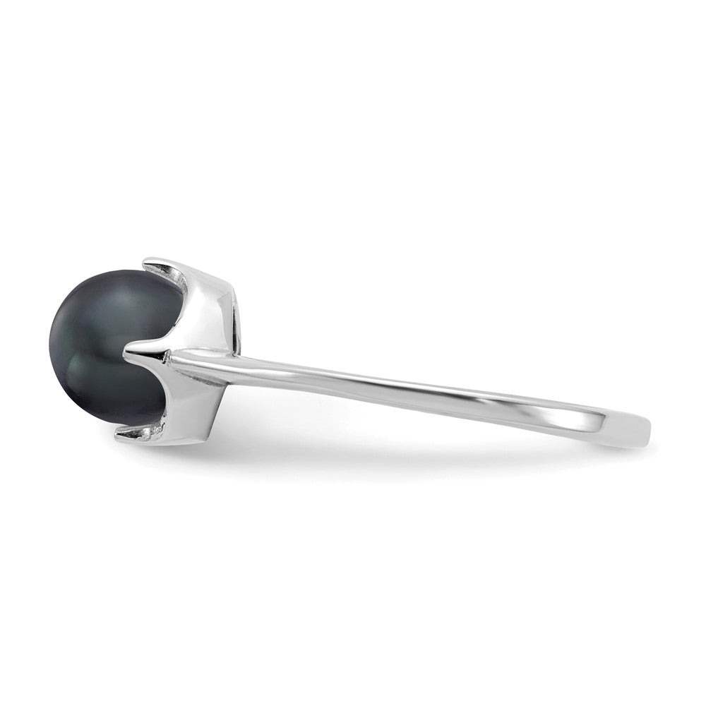 14k White Gold Black FW Cultured Pearl Ring