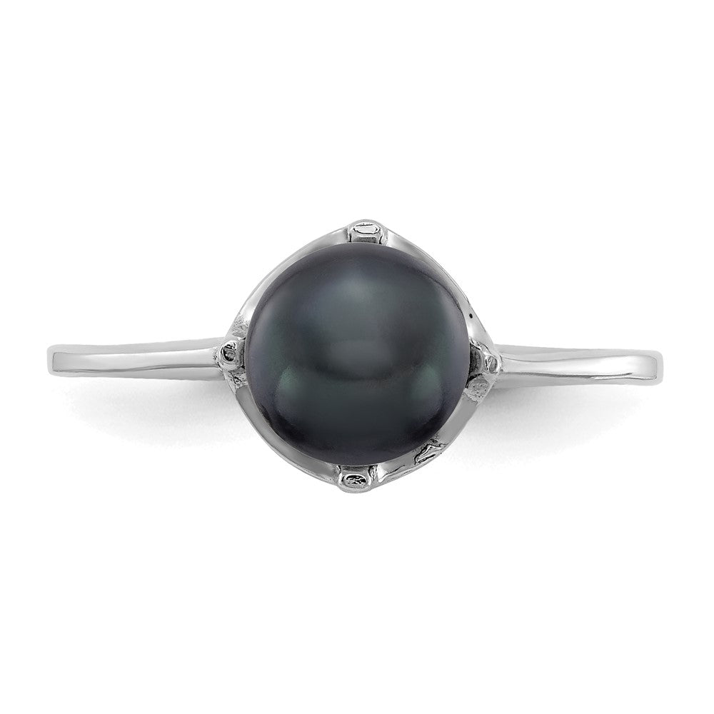 14k White Gold Black FW Cultured Pearl Ring