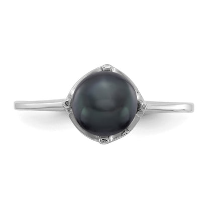 14k White Gold Black FW Cultured Pearl Ring