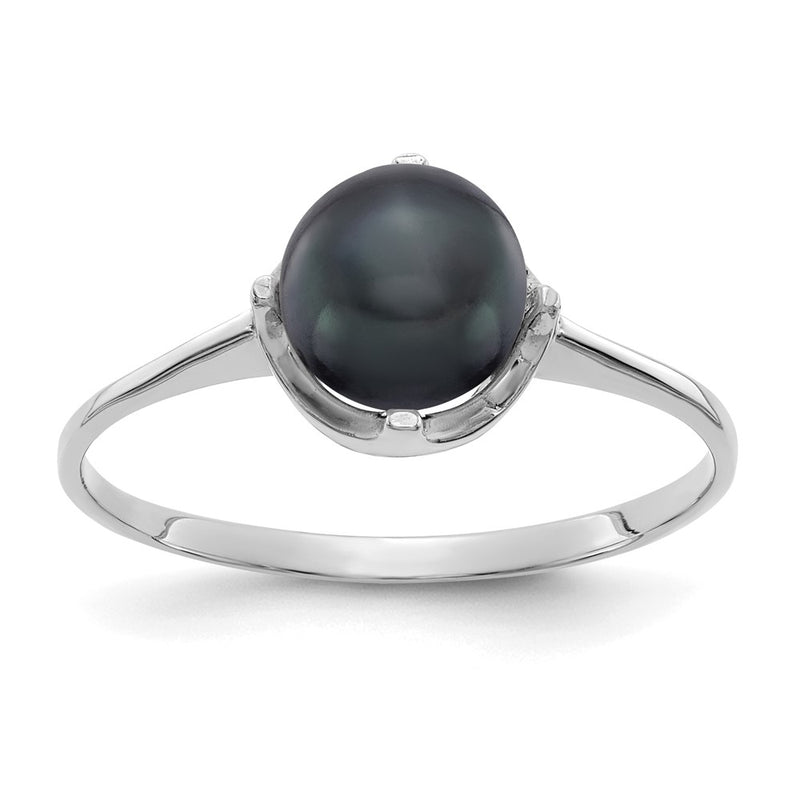 14k White Gold Black FW Cultured Pearl Ring