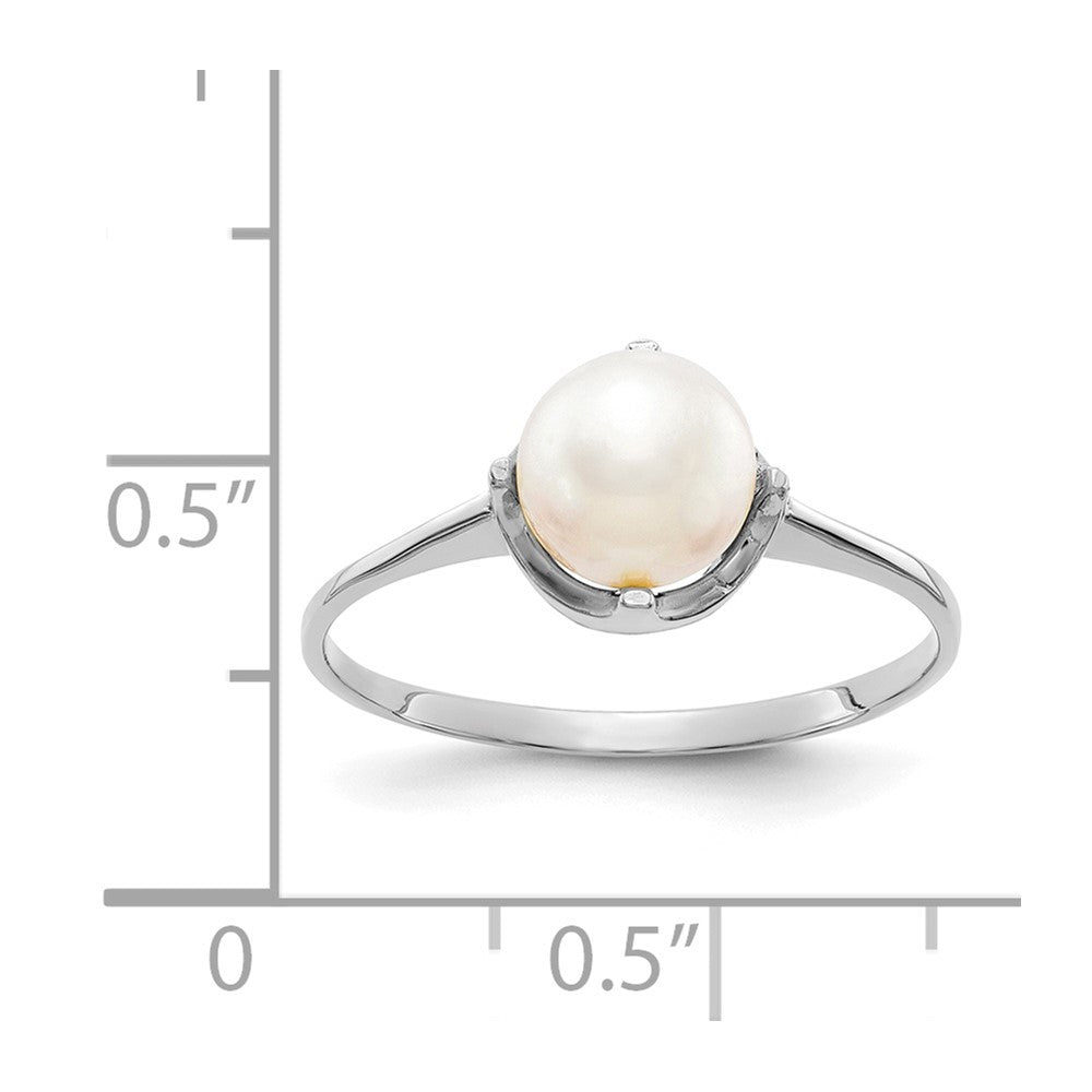 14k White Gold 6.5mm FW Cultured Pearl ring