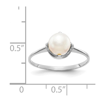 14k White Gold 6.5mm FW Cultured Pearl ring