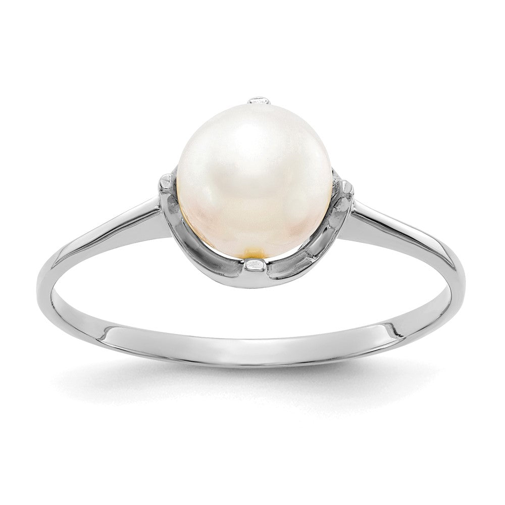 14k White Gold 6.5mm FW Cultured Pearl ring