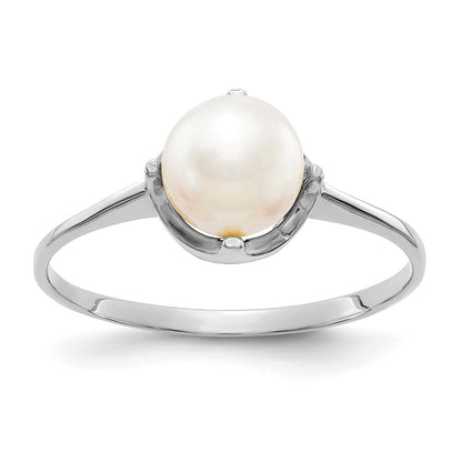 14k White Gold 6.5mm FW Cultured Pearl ring