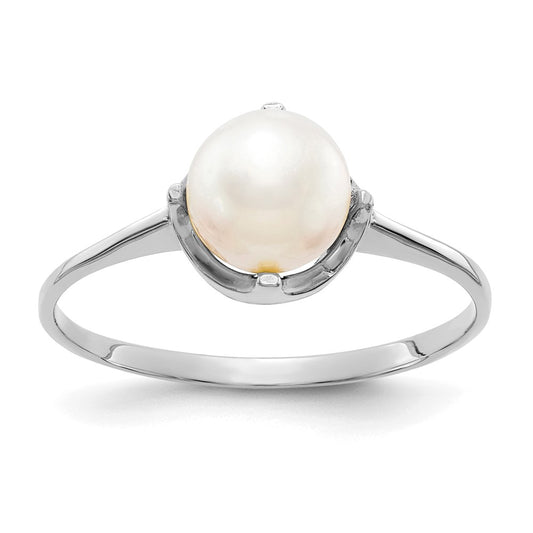 14k White Gold 6.5mm FW Cultured Pearl ring