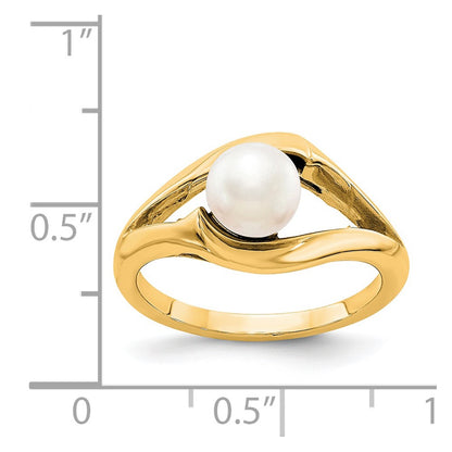 14K Yellow Gold FW Cultured Pearl Real Diamond FW Cultured Pearl ring