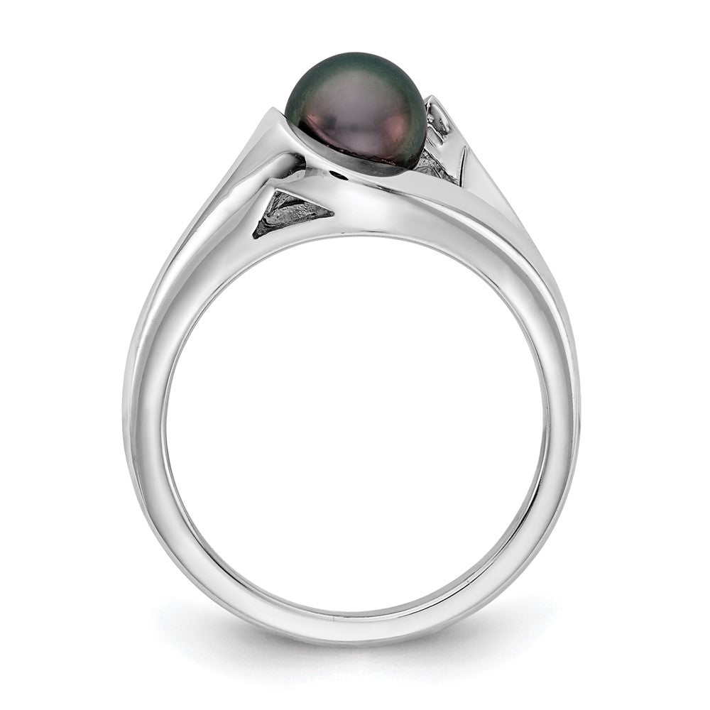 14k White Gold 6mm Black FW Cultured Pearl ring