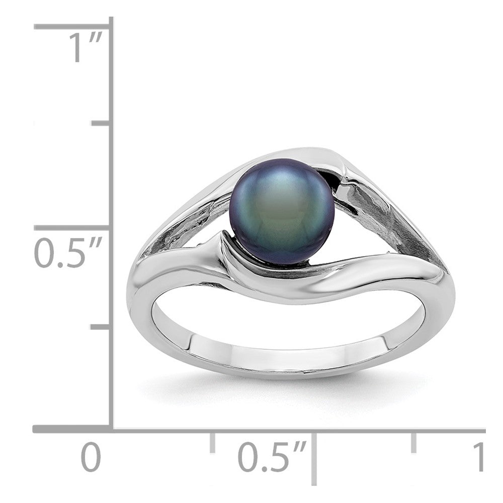 14k White Gold 6mm Black FW Cultured Pearl ring