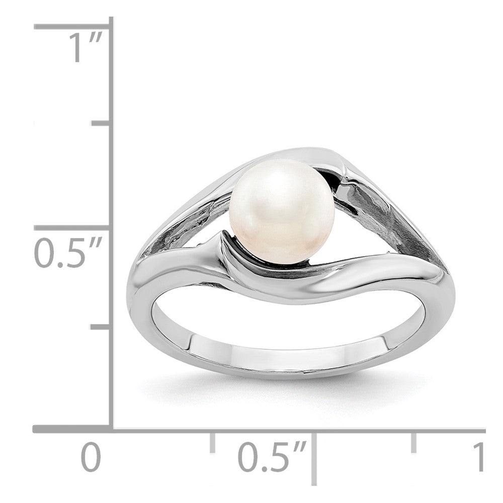 14k White Gold 6mm FW Cultured Pearl ring