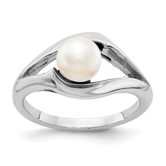 14k White Gold 6mm FW Cultured Pearl ring
