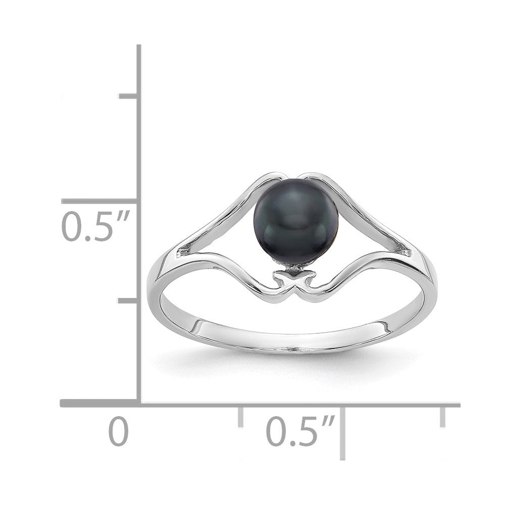 14k White Gold 5mm Black FW Cultured Pearl ring