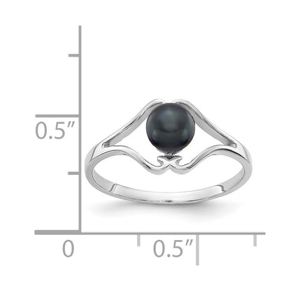14k White Gold 5mm Black FW Cultured Pearl ring