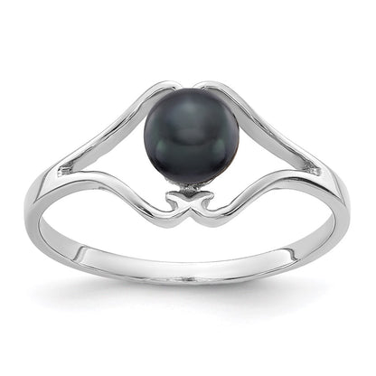 14k White Gold 5mm Black FW Cultured Pearl ring