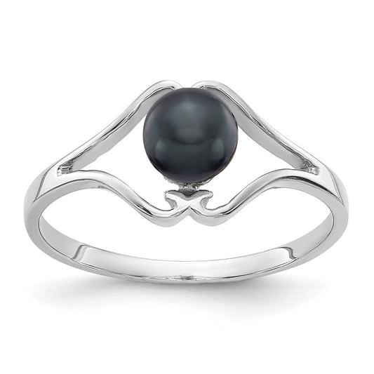 14k White Gold 5mm Black FW Cultured Pearl ring