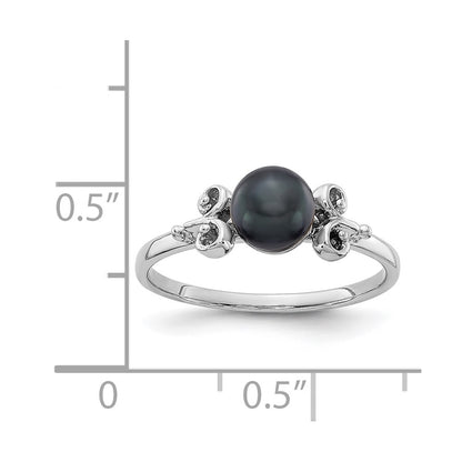 14k White Gold 5.5mm Black FW Cultured Pearl ring