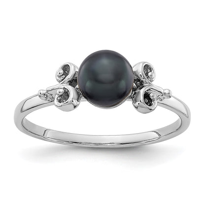 14k White Gold 5.5mm Black FW Cultured Pearl ring