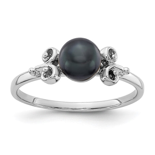14k White Gold 5.5mm Black FW Cultured Pearl ring