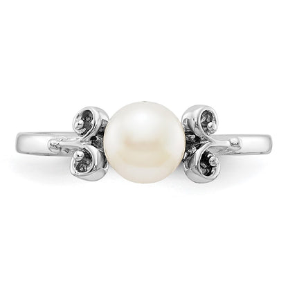 14k White Gold 5.5mm FW Cultured Pearl ring
