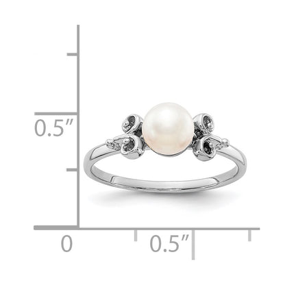 14k White Gold 5.5mm FW Cultured Pearl ring