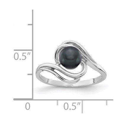 14k White Gold 5.5mm Black FW Cultured Pearl ring