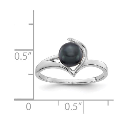 14k White Gold 6mm Black FW Cultured Pearl ring