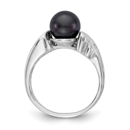 14k White Gold 7mm Black FW Cultured Pearl ring
