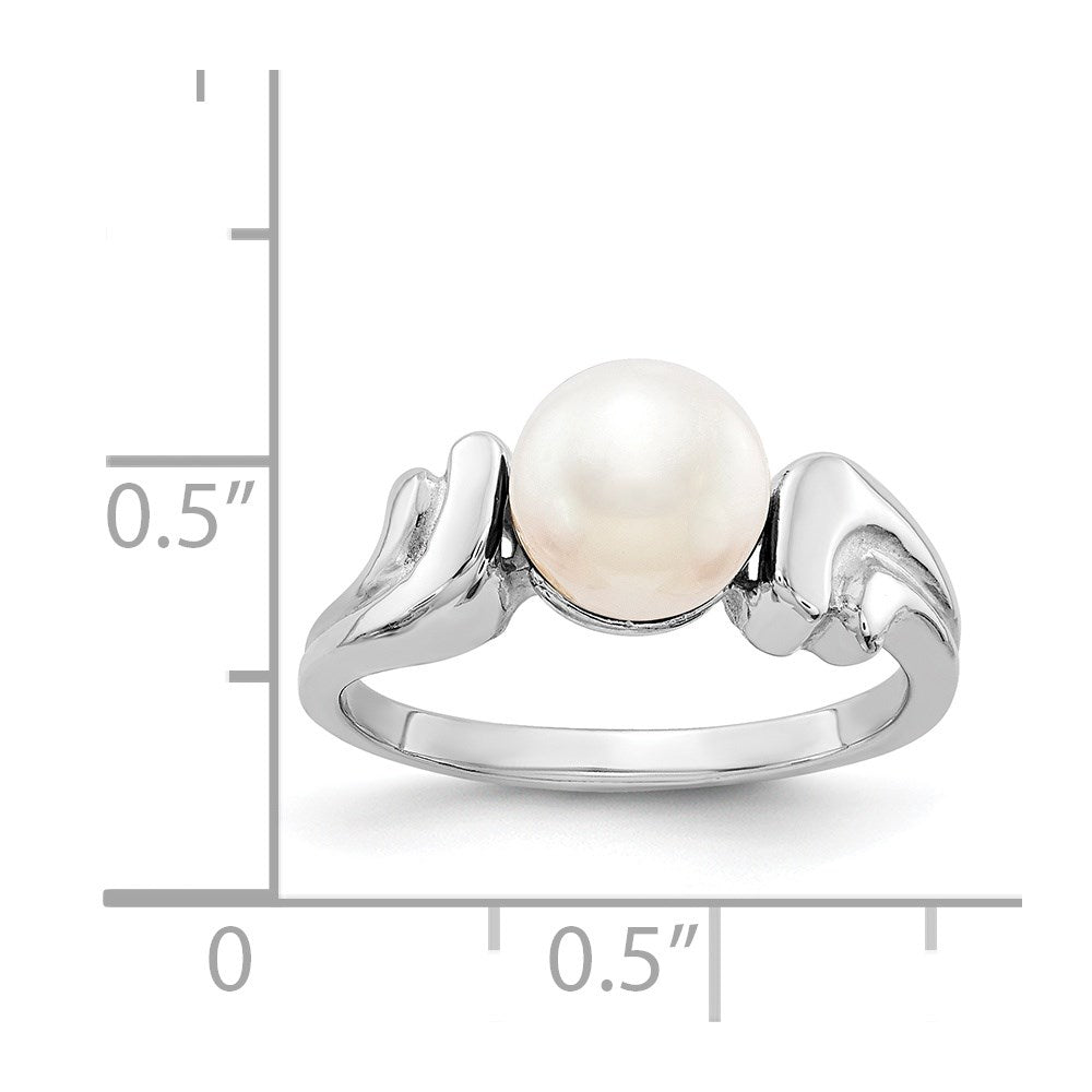 14k White Gold 7mm FW Cultured Pearl ring