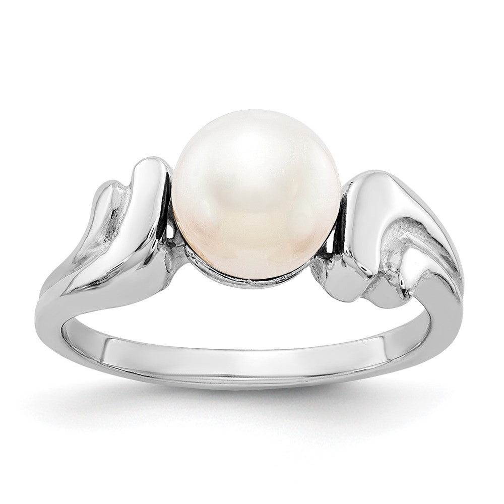 14k White Gold 7mm FW Cultured Pearl ring