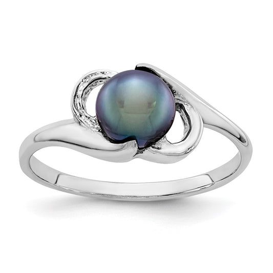 14k White Gold 5.5mm Black FW Cultured Pearl ring