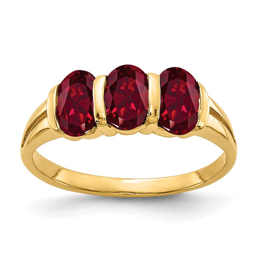 14K Yellow Gold 6x4mm Oval Created Ruby ring