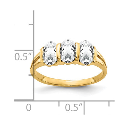 14K Yellow Gold 6x4mm Oval Cubic Zirconia ring