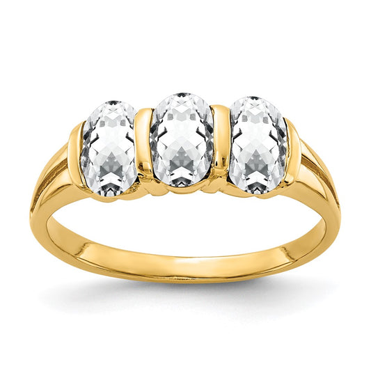 14K Yellow Gold 6x4mm Oval Cubic Zirconia ring