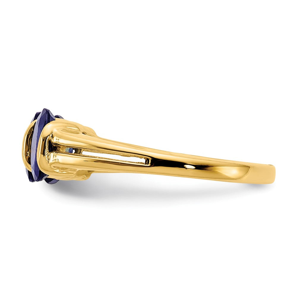 14K Yellow Gold 6x4mm Oval Sapphire ring