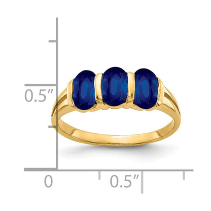 14K Yellow Gold 6x4mm Oval Sapphire ring