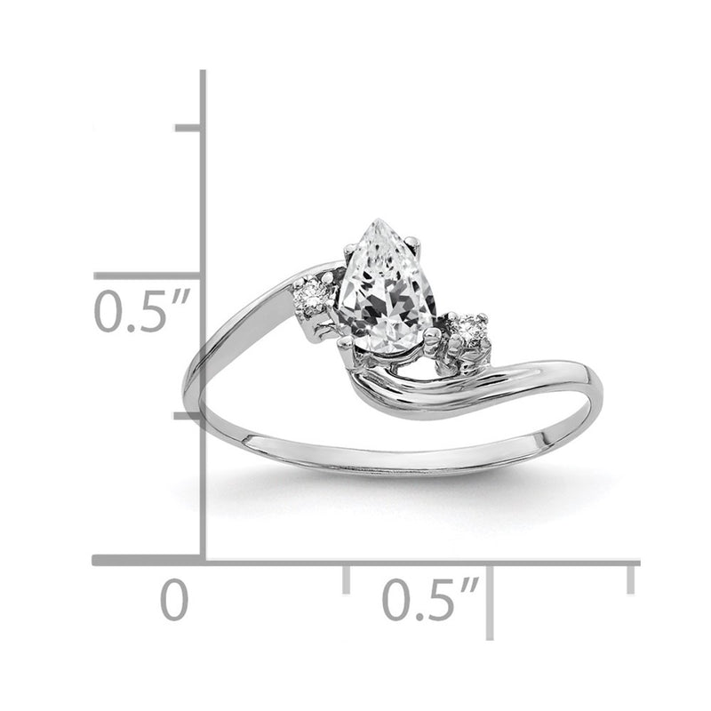 14k White Gold 6x4mm Pear Cubic Zirconia AAA Real Diamond ring