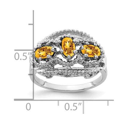 14k White Gold 5x3mm Oval Citrine ring