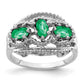 Solid 14k White Gold 5x3mm Oval Simulated Emerald Ring