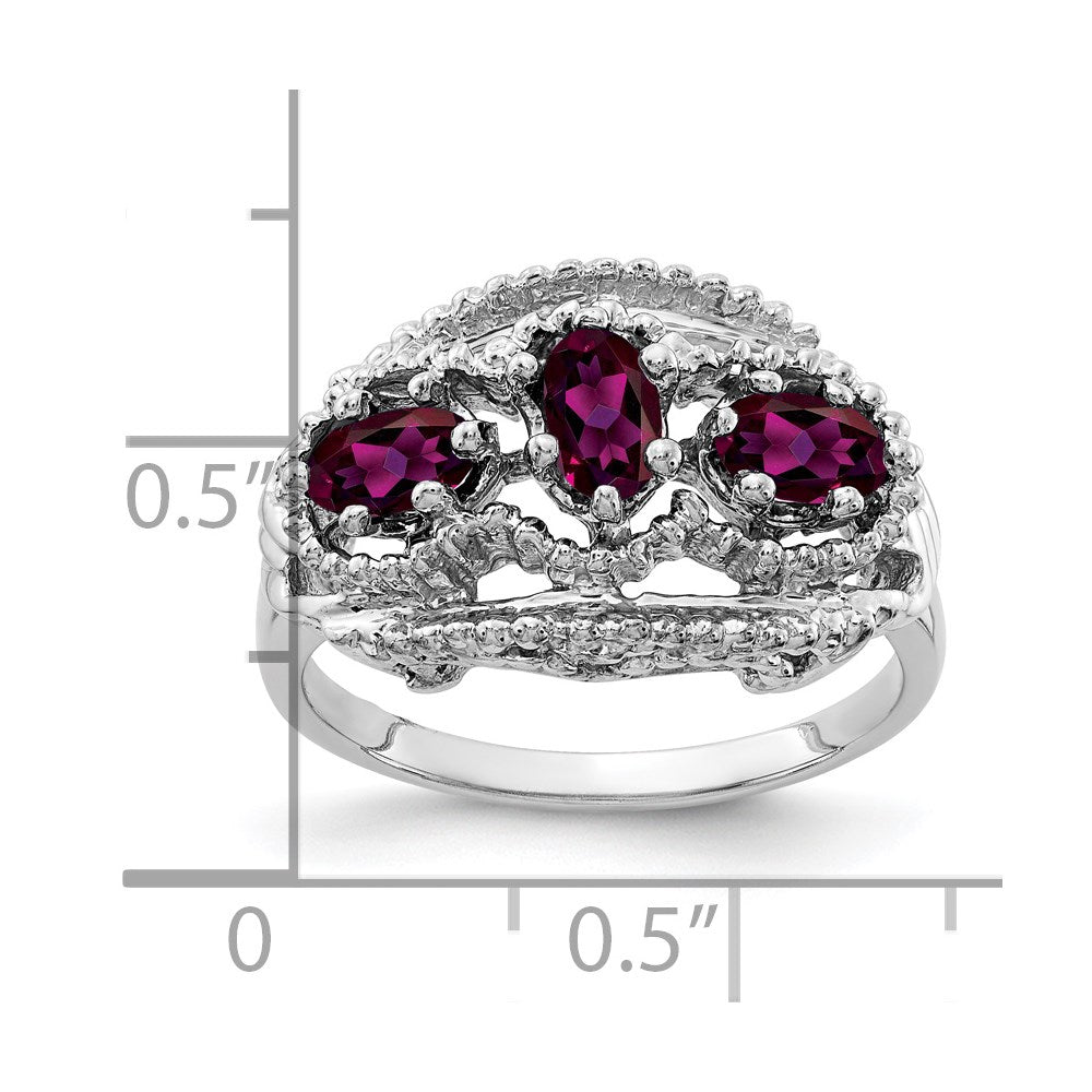 Solid 14k White Gold 5x3mm Oval Rhodolite Simulated Garnet Ring