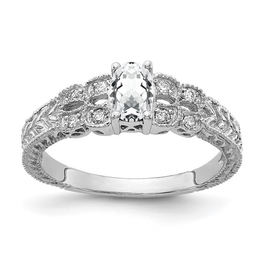Solid 14k White Gold 6x4mm Oval Cubic Zirconia A Simulated CZ Ring