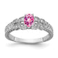 14k White Gold 6x4mm Oval Pink Sapphire VS Real Diamond ring