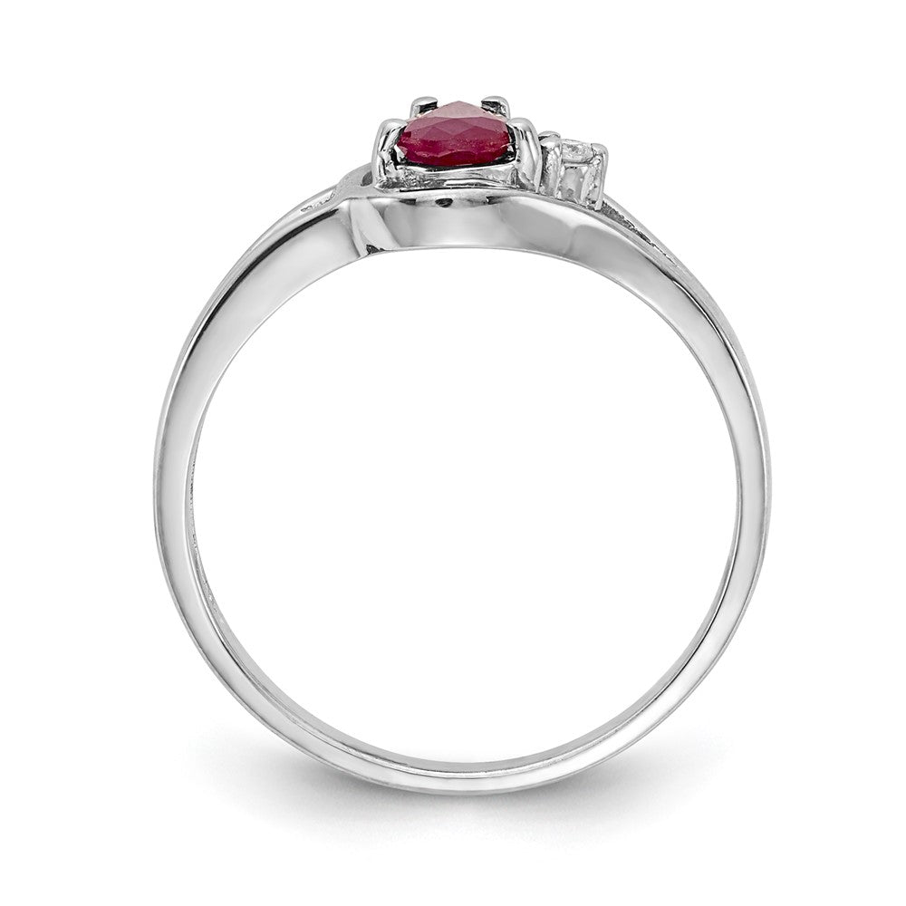 14k White Gold 6x4mm Pear Ruby A Real Diamond ring